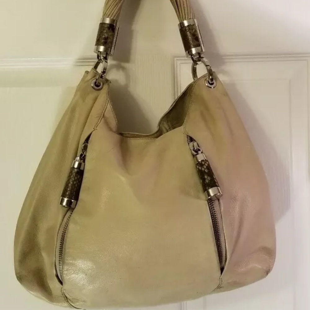 Michael Kors Cream Leather Large Hobo Shoulder Bag